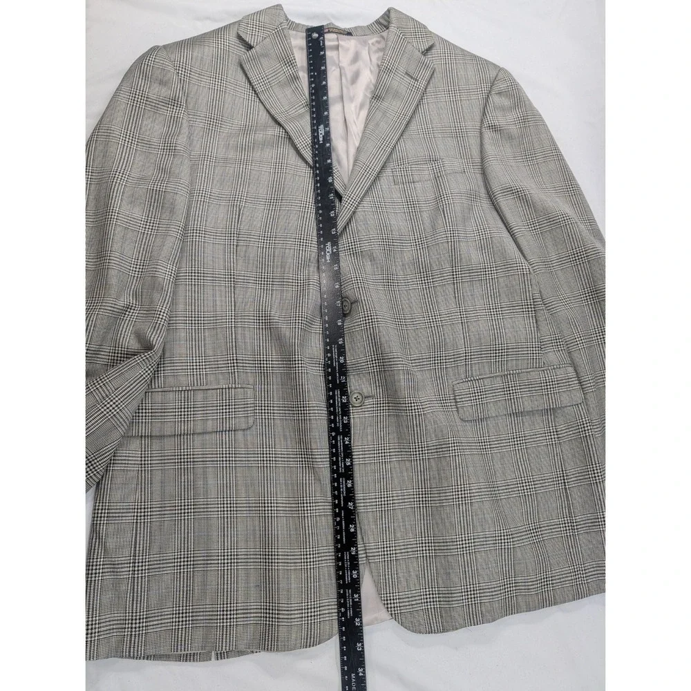 Hart Schaffner Marx Chicago Wool Blazer Suit Jacket Gray Botto 48L Big 52